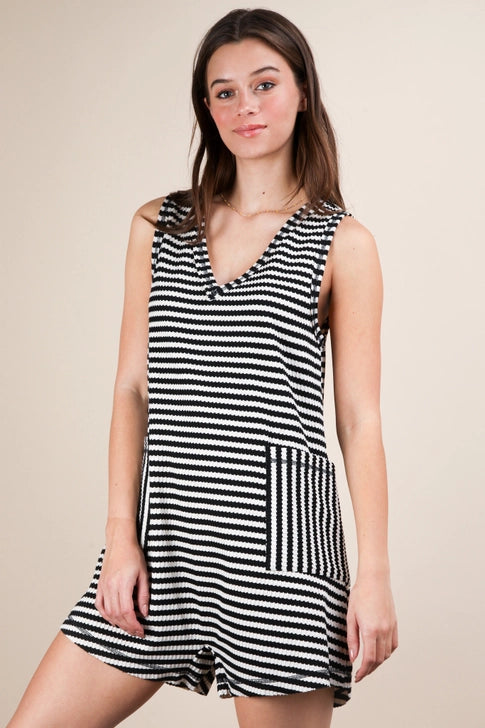 Striped Knit Casual Comfy Romper