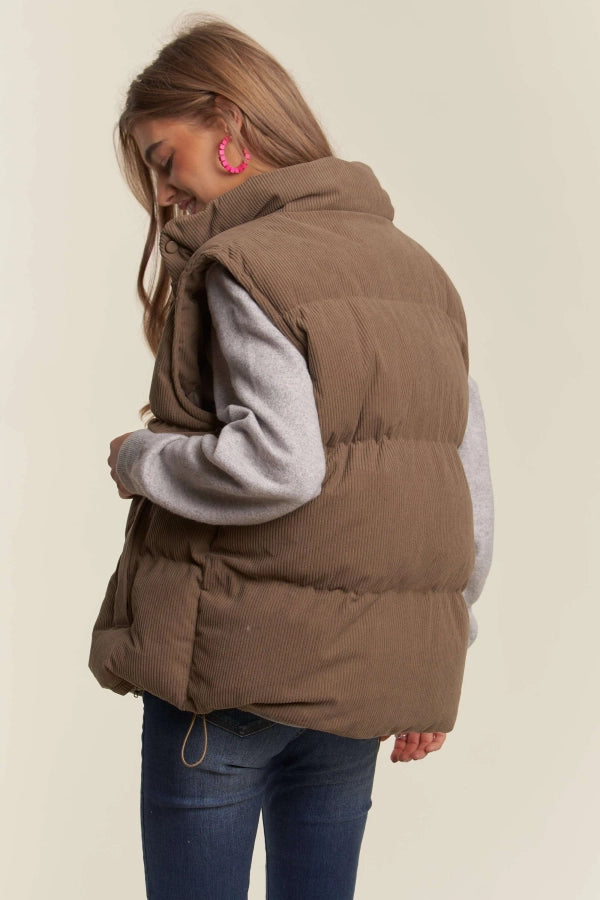 Button Down Corduroy Puff Vest
