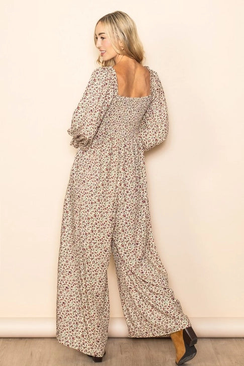 Super Comfy Extra Wide Leg Floral Jumper Jumpsuit