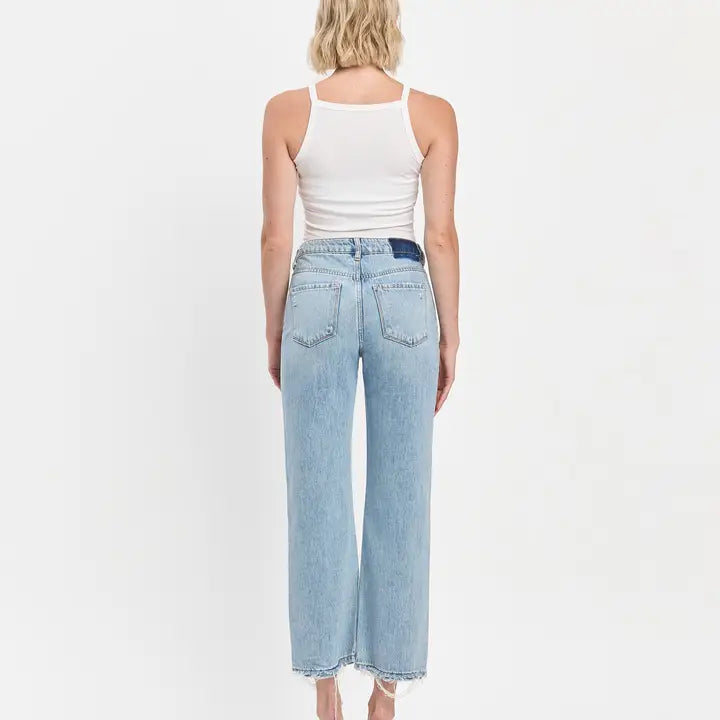 90's Super High Rise Ankle Slim Wide Jeans