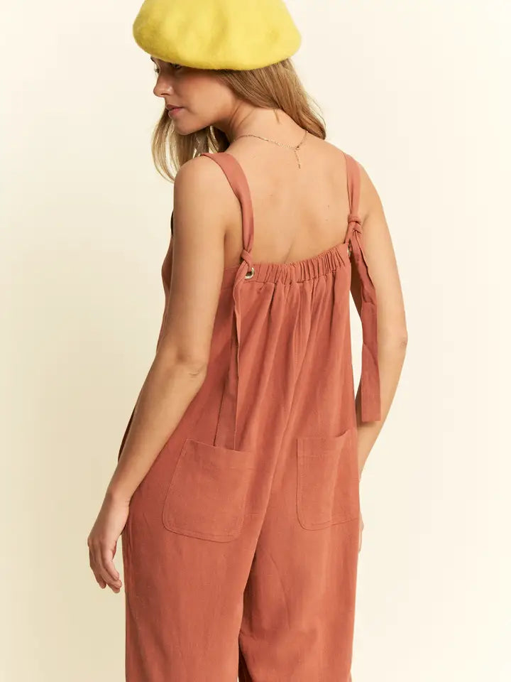 Solid Heavy Linen Jumpsuit