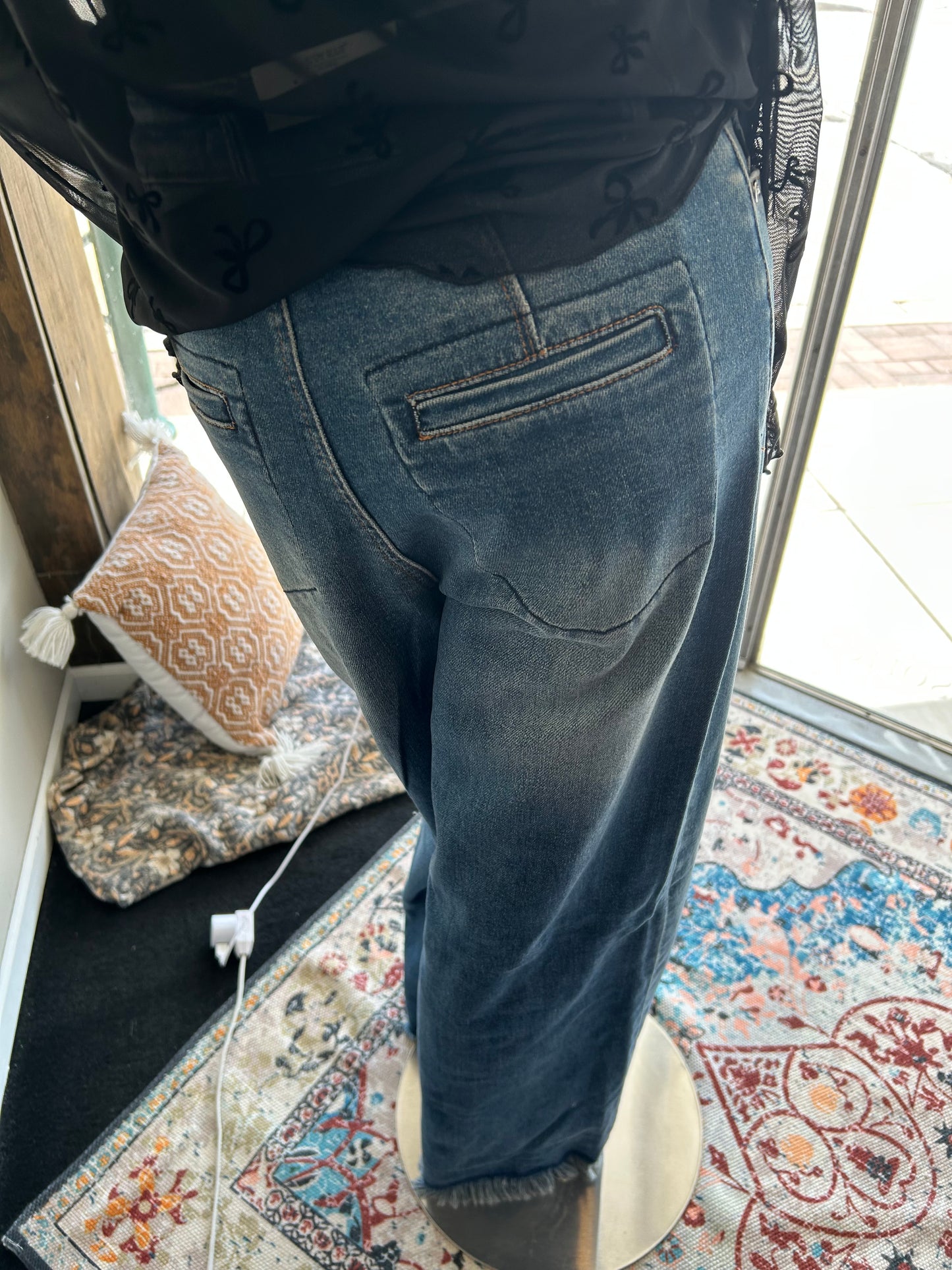 High Waist Column Straight Button-fly