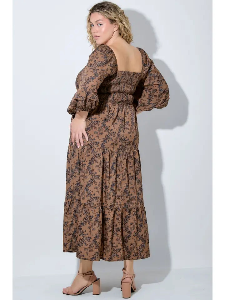 BaeVely Floral Smock Maxi Dress