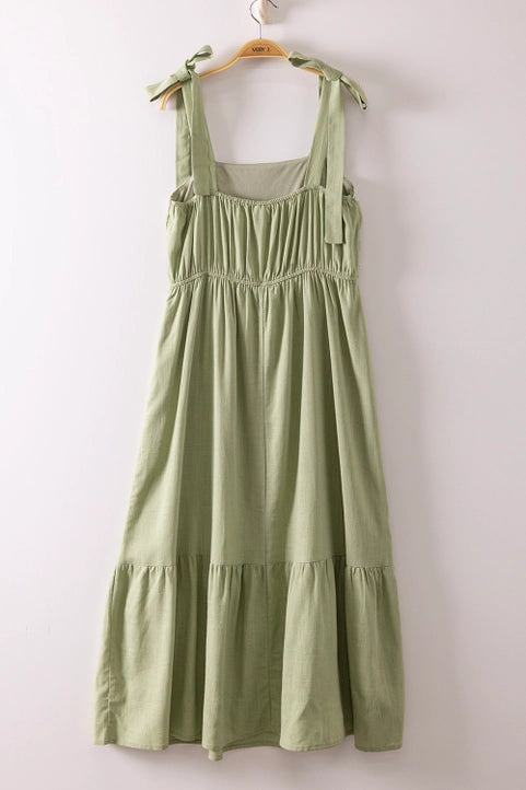 Embroidery Detail Midi Sleeveless Dress
