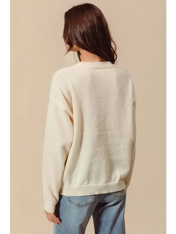 Contrast Sequin Merry Lettering Christmas Sweater Top