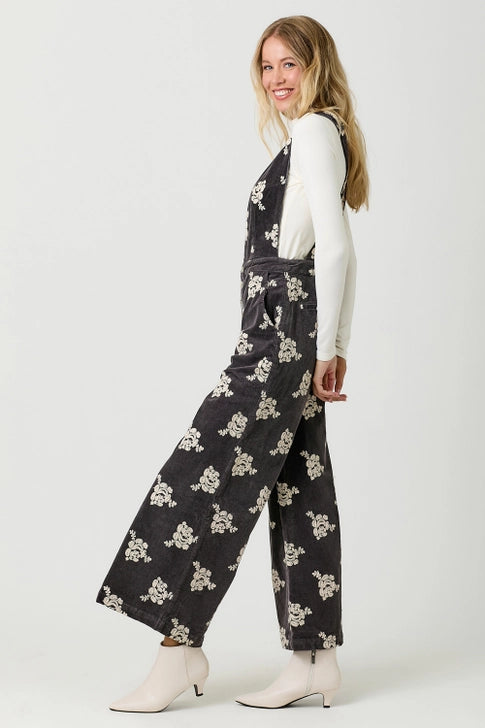 Embroidered Corduroy Jumpsuit