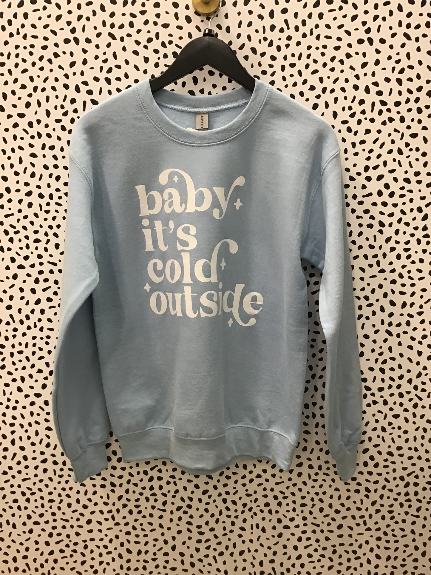 Baby It's Cold Outside Christmas Graphic Sweatshirt- Baby Blue