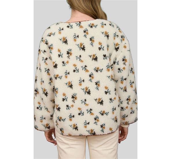 Floral Print Faux Shearling Jacket