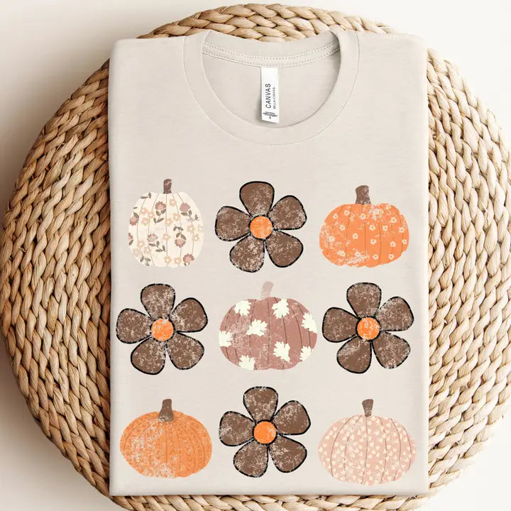 Boho Flower & Pumpkins Graphic Tee
