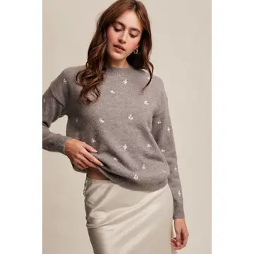 Ditsy Floral Crew Neck Knit Sweater
