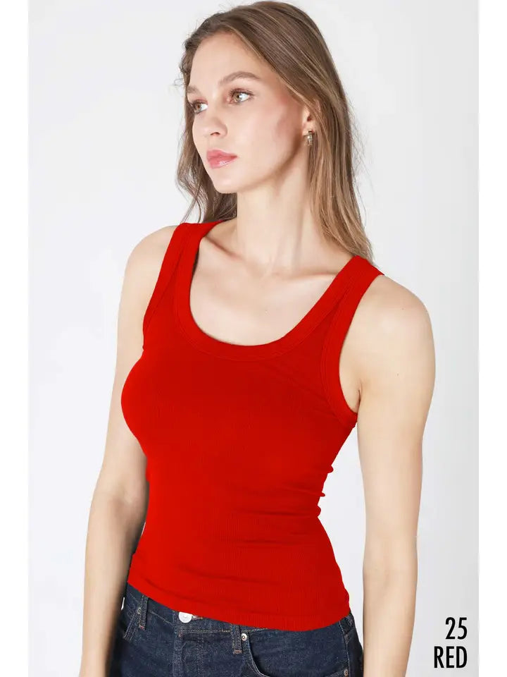 Reversible Ribbed Tank Top - Red