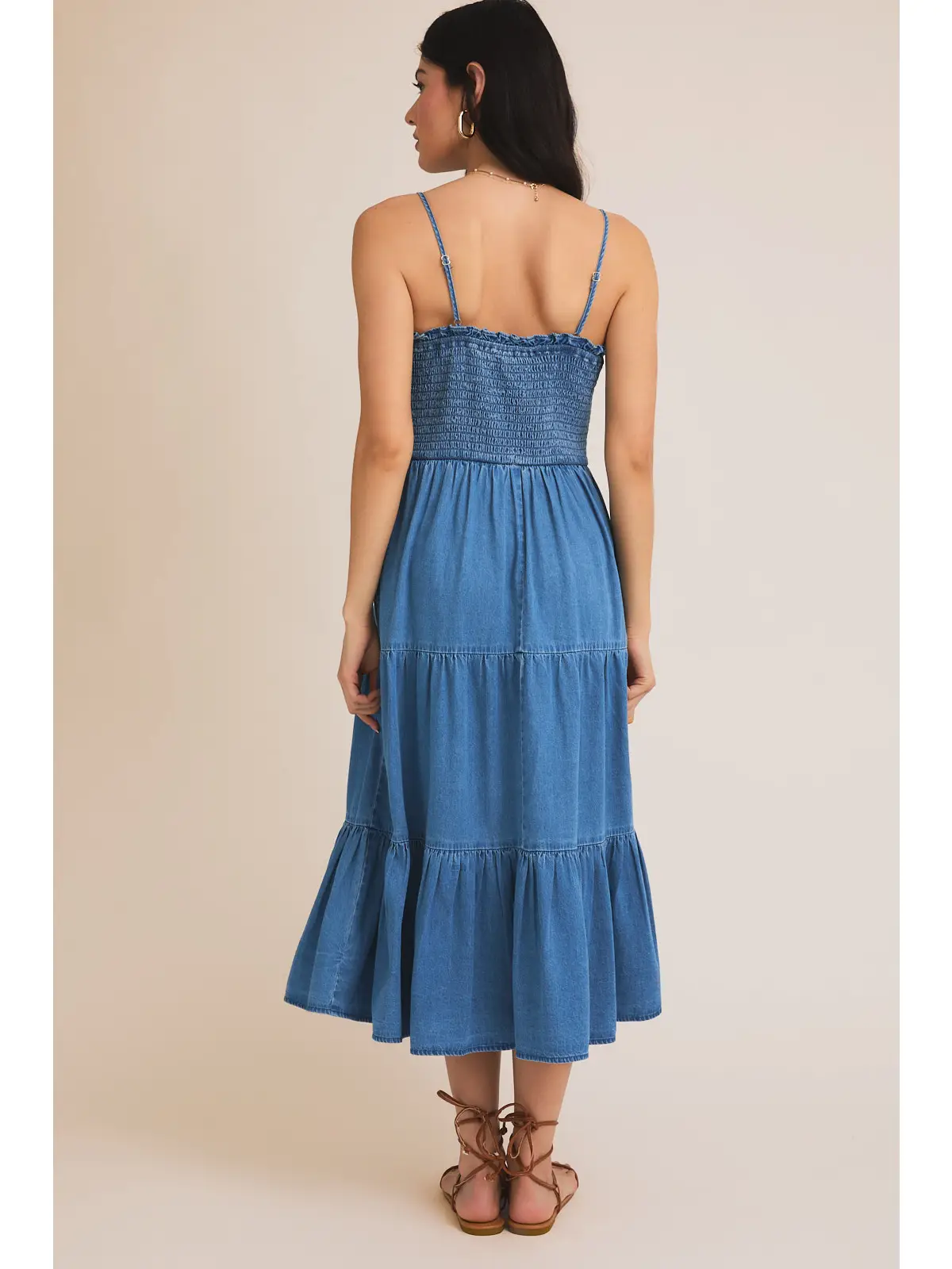 Sleeveless Smocked Top Tiered Dress