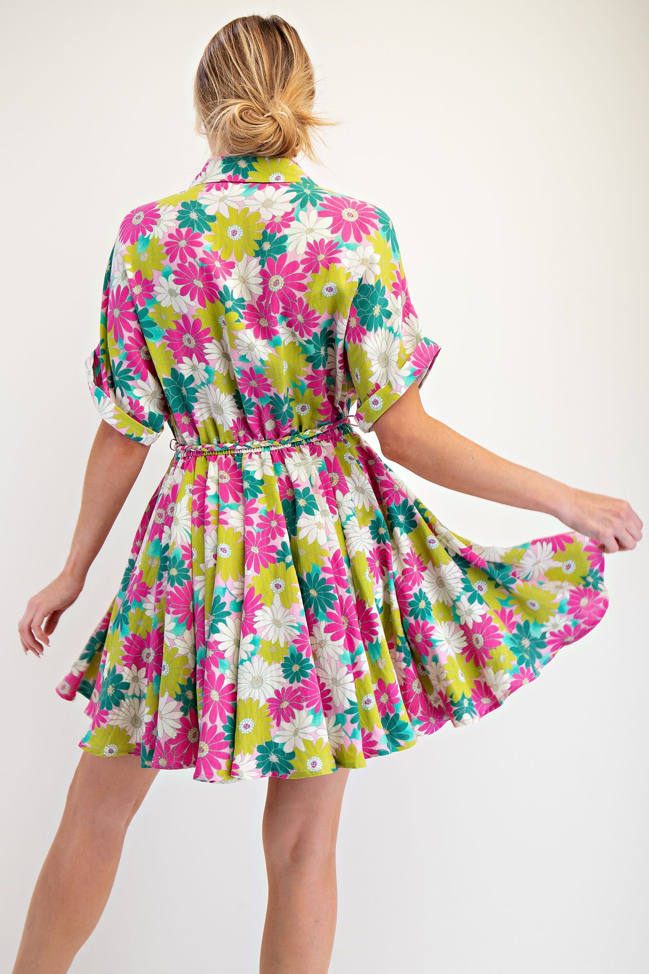 Floral Printed Rayon Nylon Skater Dress
