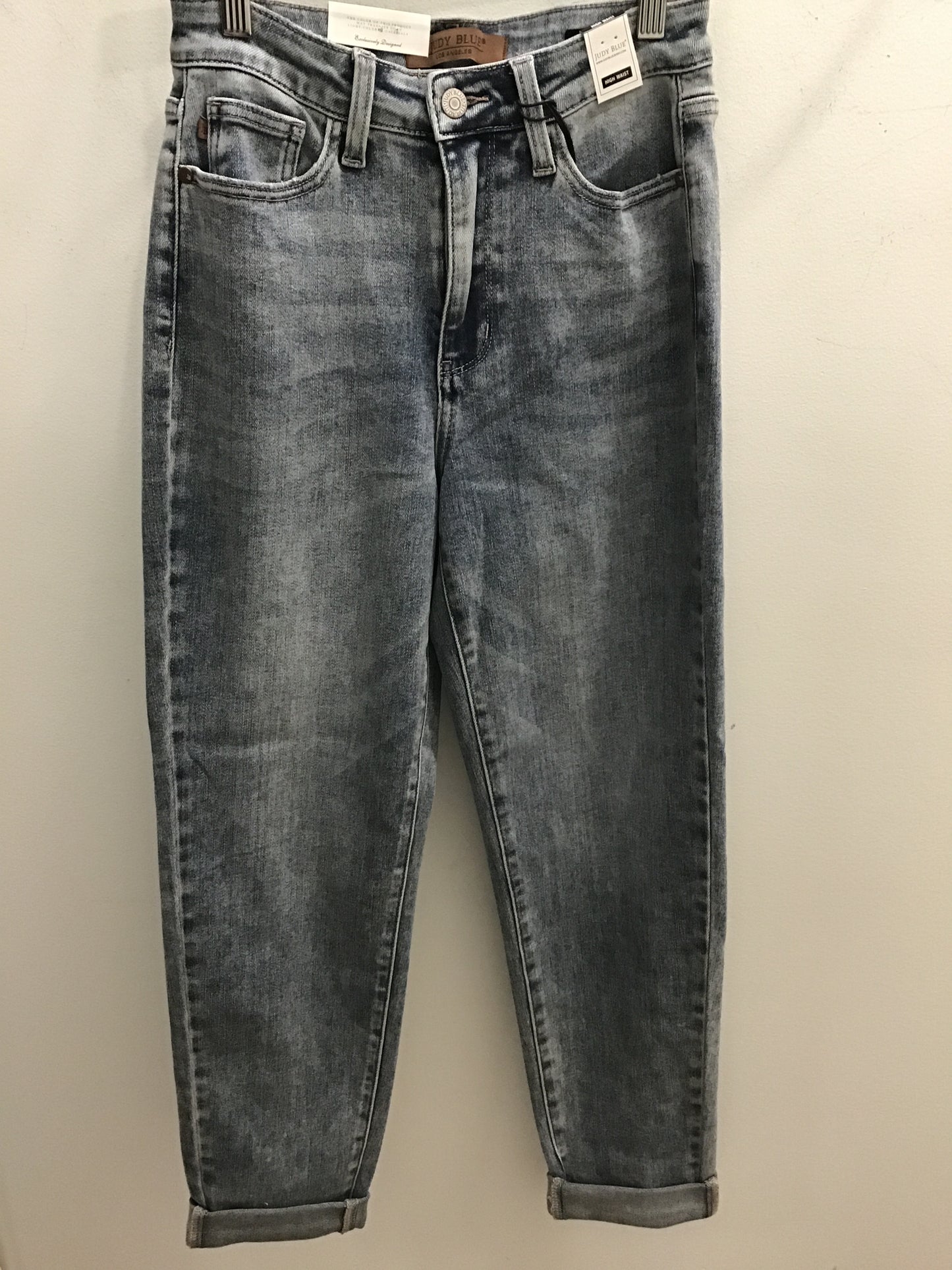 Vintage Wash Double Roll Cuff Boyfriend Jeans