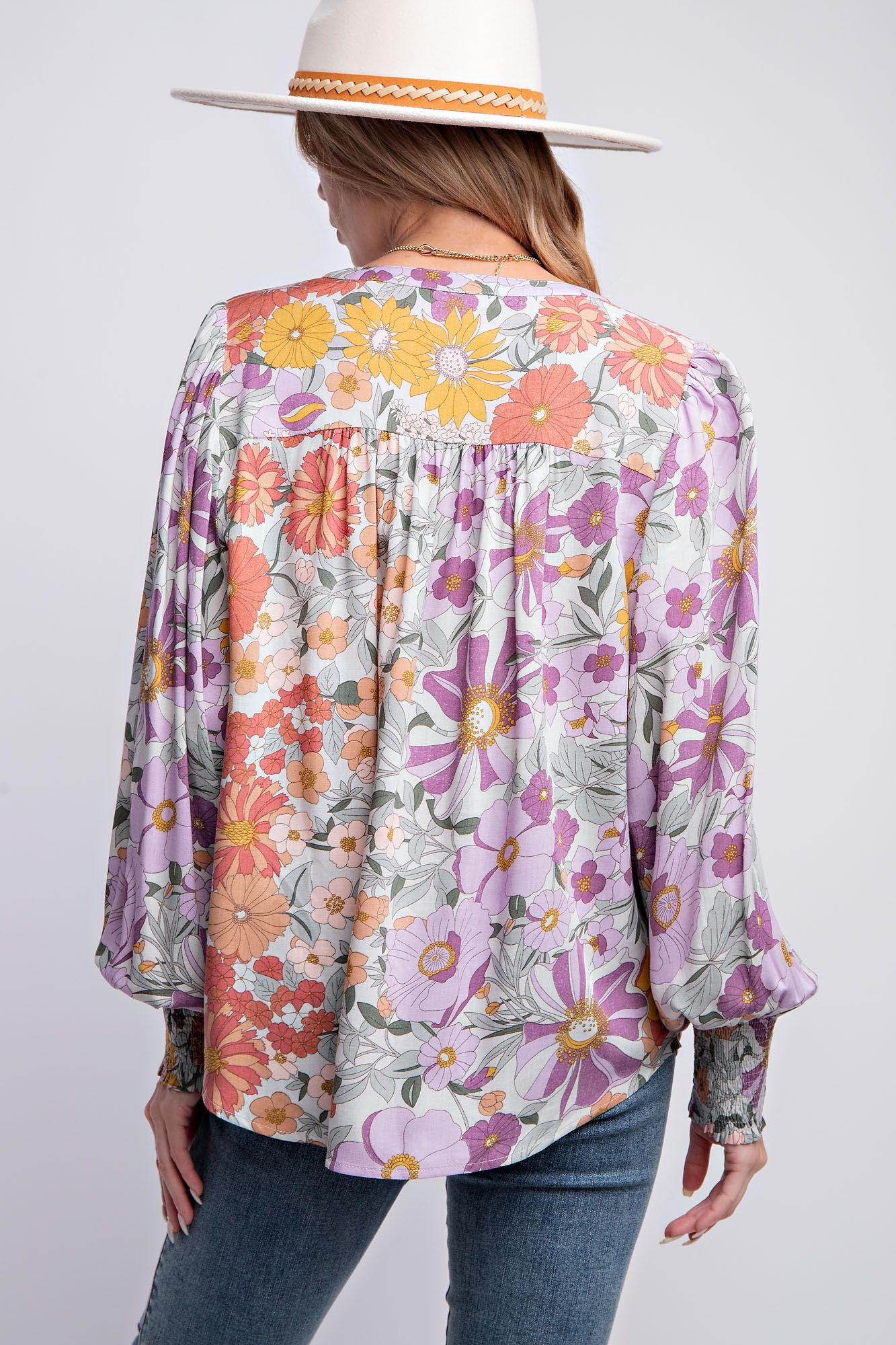 Floral Print Blouse in Lavender