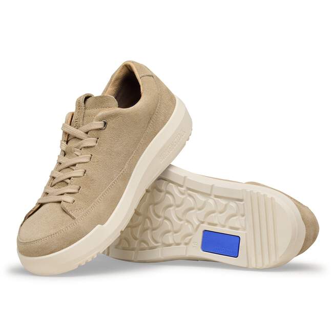 Birkenstock Melbourne Suede Leather Tennis Shoe-Taupe