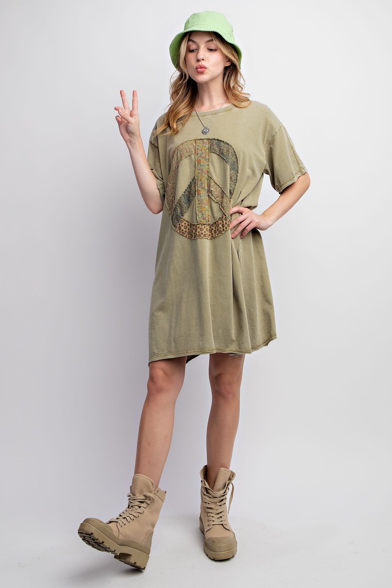 Mustard Peace Patch T-shirt Dress