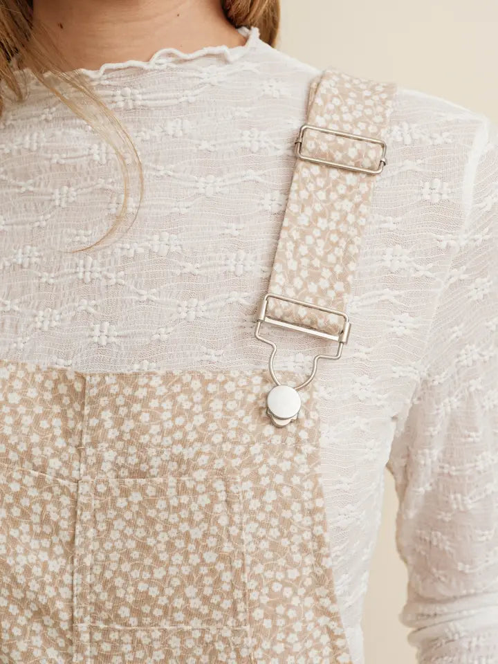 Flower Print Overall Romper