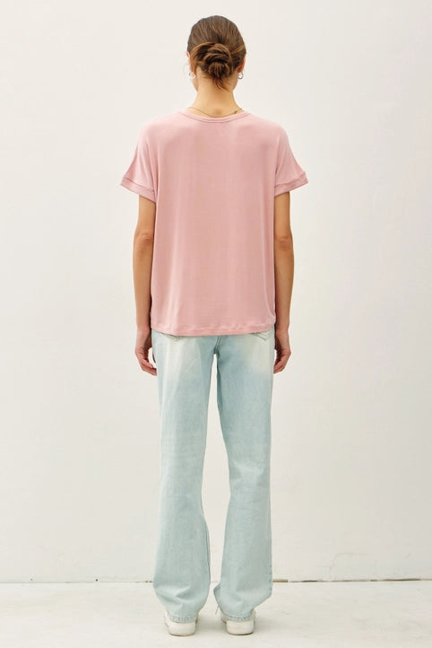 Lightweight Modal Basic Flowy Tee (Blush)