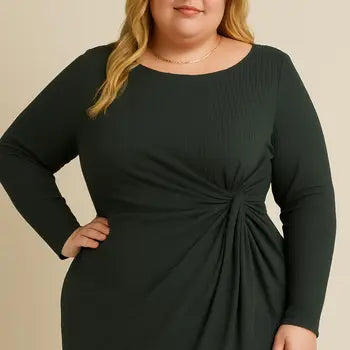 Long Sleeve Waist Twist Midi Dress