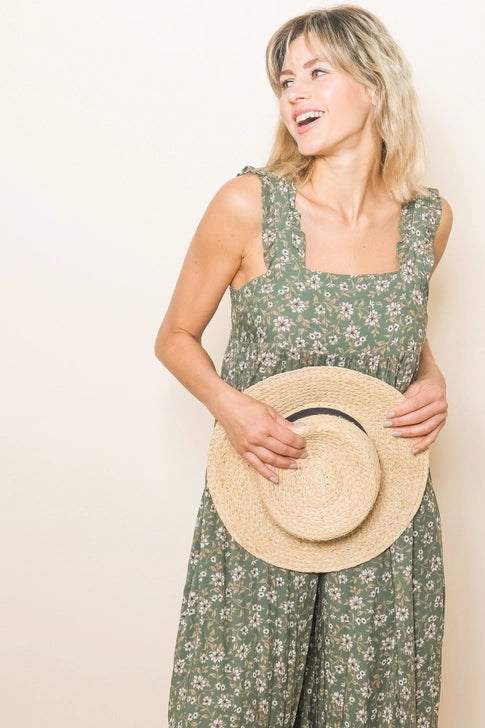 Back Detailed Super Comfy Wide Leg Floral Print Jumper