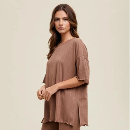 Ribbed Knit Lounge Top