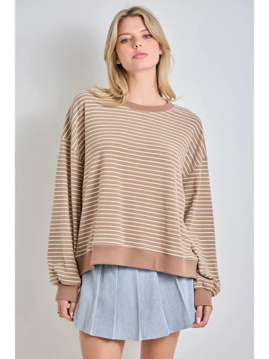 Plus Size Striped Long Sleeve Top