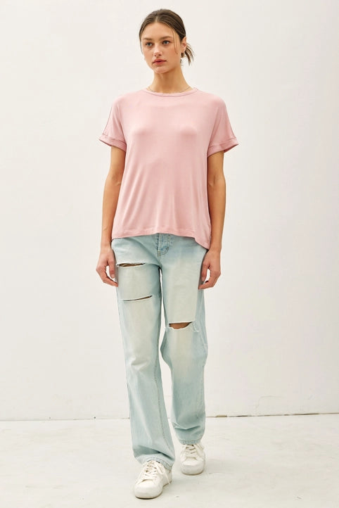 Lightweight Modal Basic Flowy Tee (Blush)