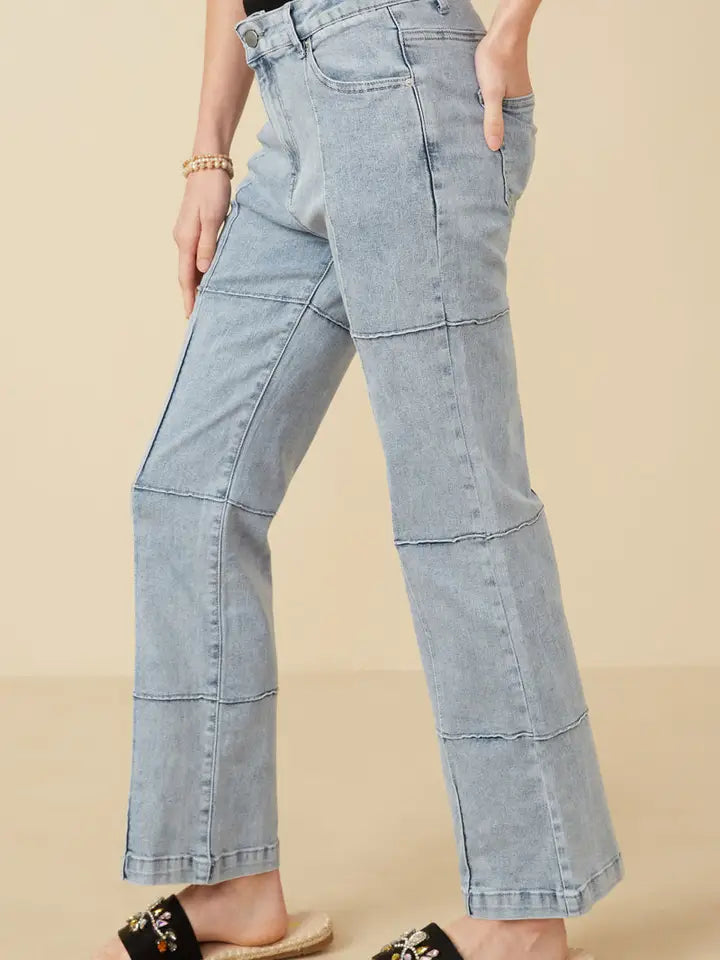 Hayden Washed Paneled Detail Denim Jeans