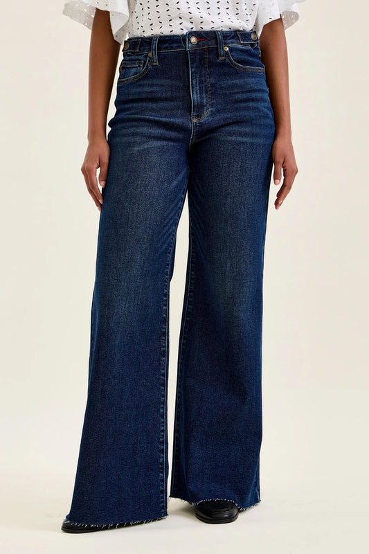 Judy Blue High Waist Regular Retro Wide w/ Adjustable Tabs + Raw Hem