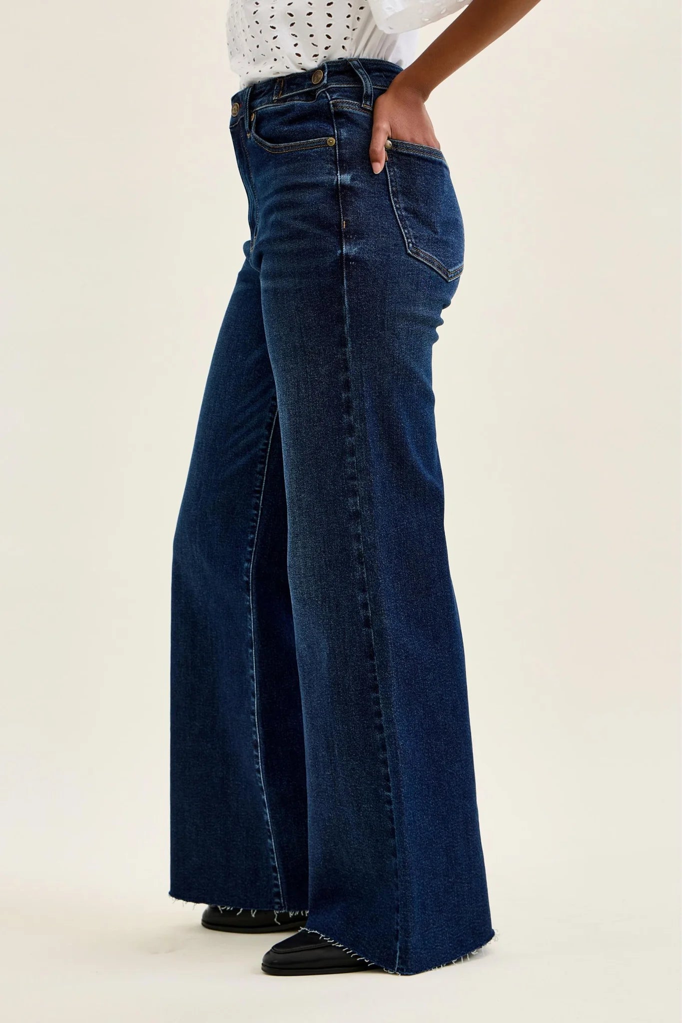 Judy Blue High Waist Regular Retro Wide w/ Adjustable Tabs + Raw Hem