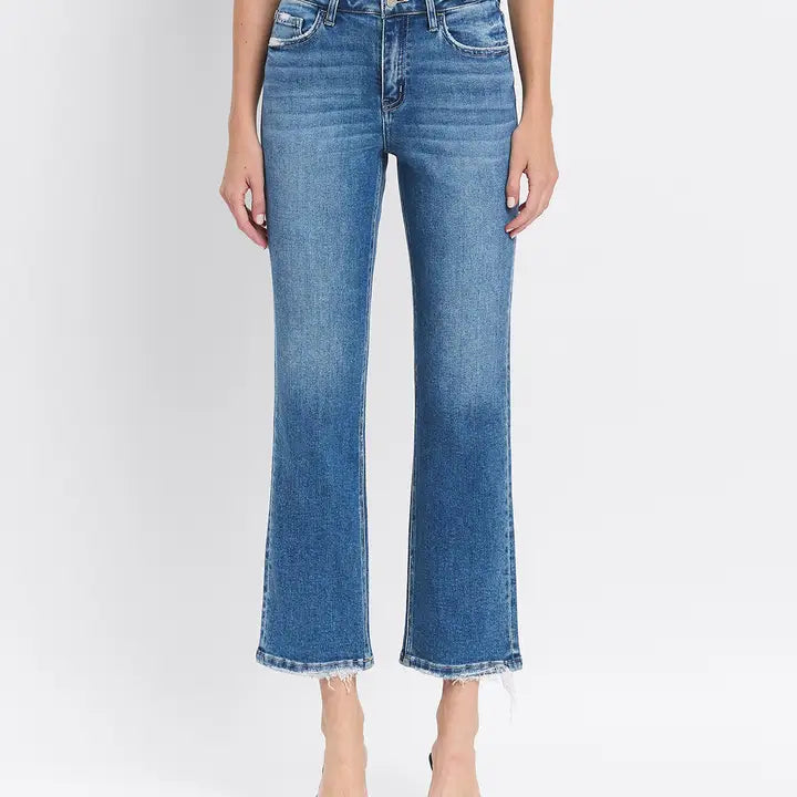 High Rise Ankle Straight Jeans