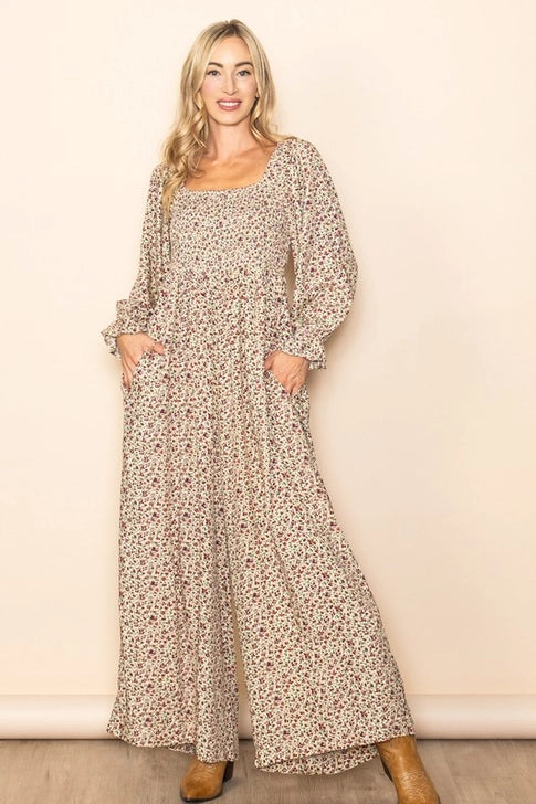 Super Comfy Extra Wide Leg Floral Jumper Jumpsuit