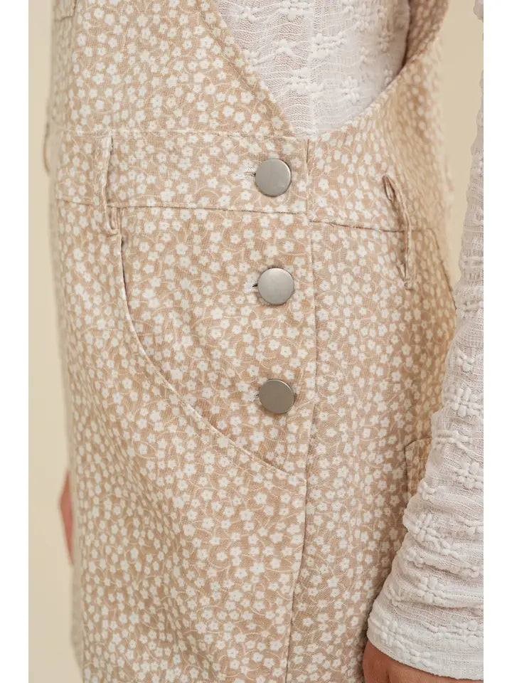 Flower Print Overall Romper