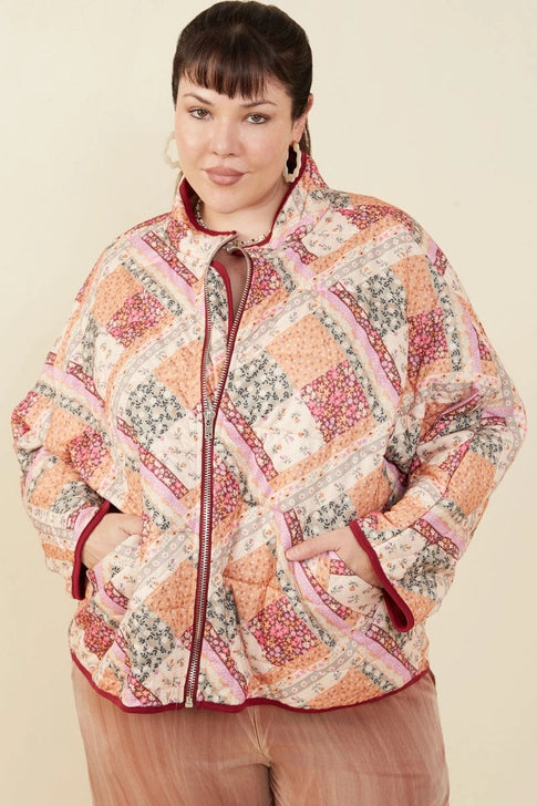 Hayden Patch Print Quilted Light Padded Jacket