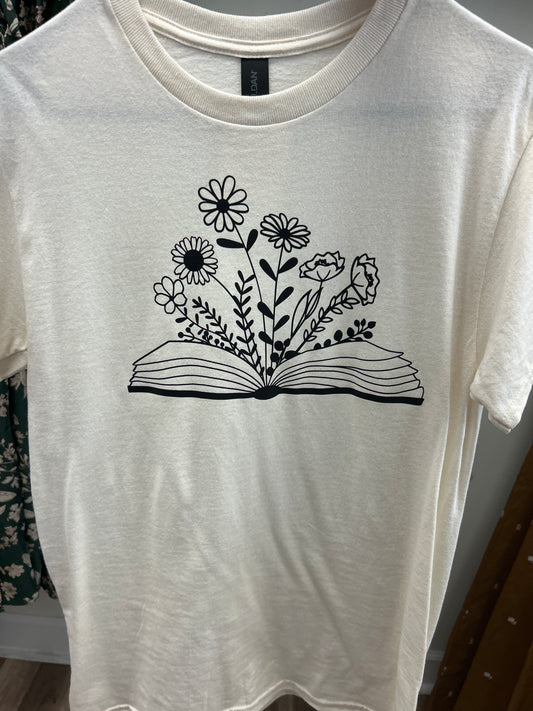 Flowers Growing From a Book Graphic T-Shirt