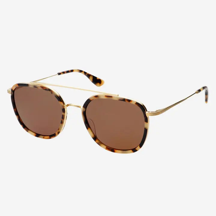 Weston Acetate Round Unisex Sunglasses - Milky Tortoise