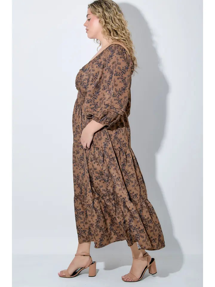 BaeVely Floral Smock Maxi Dress