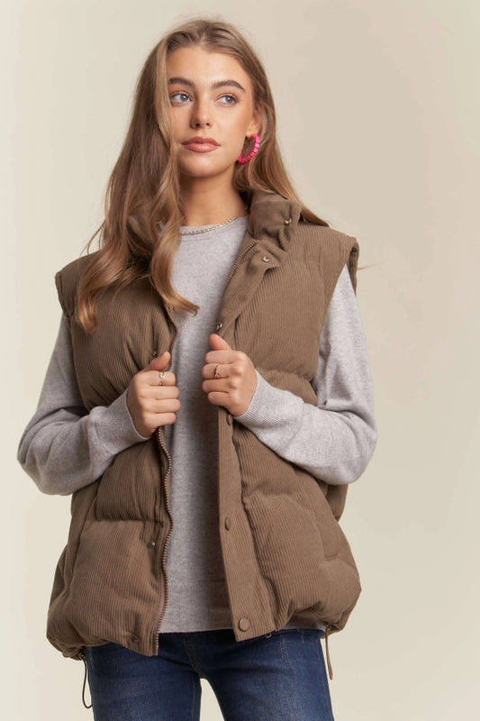 Button Down Corduroy Puff Vest