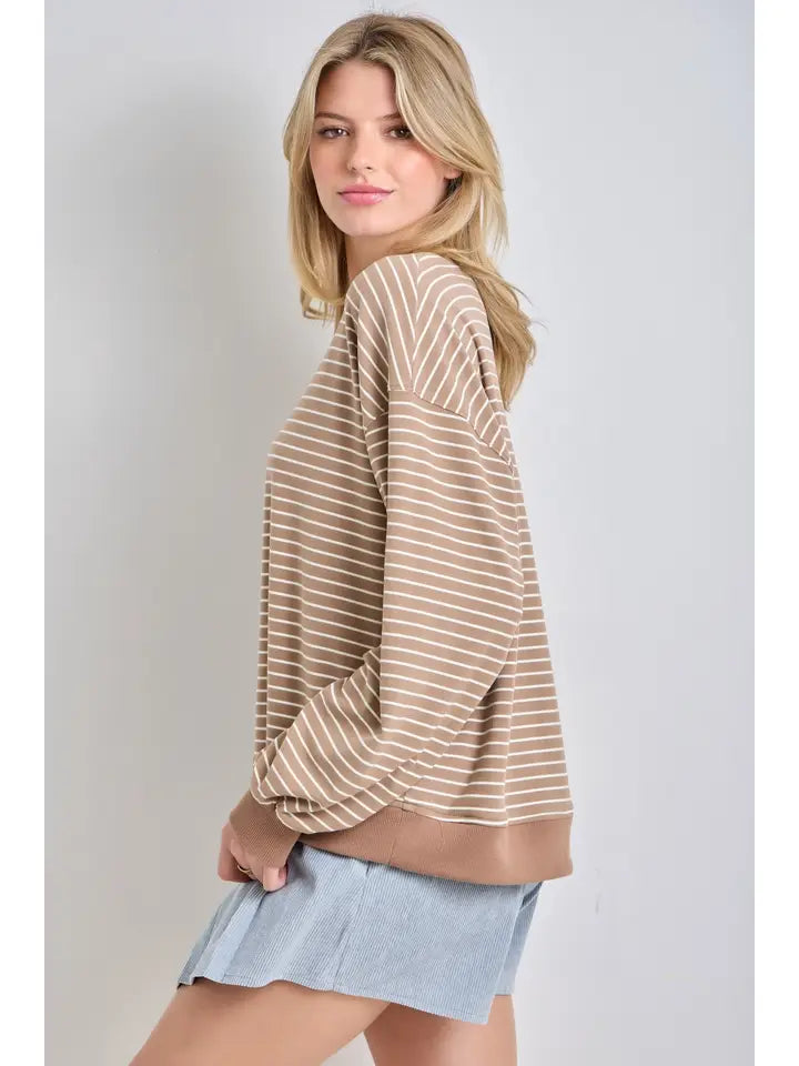 Plus Size Striped Long Sleeve Top