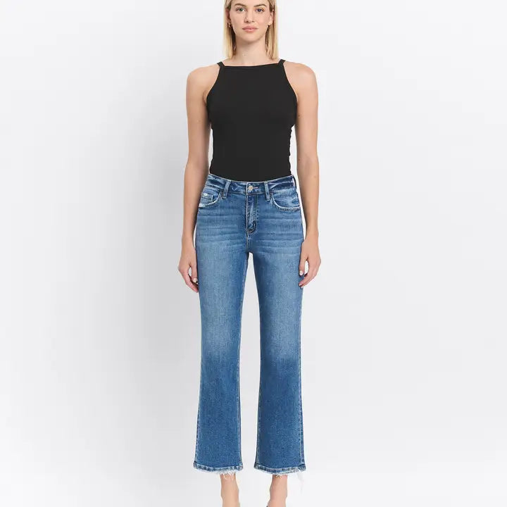 High Rise Ankle Straight Jeans