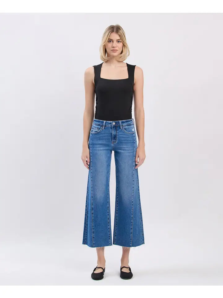 Vervet (Olivia) High Rise Raw Hem Twist Wide Jeans