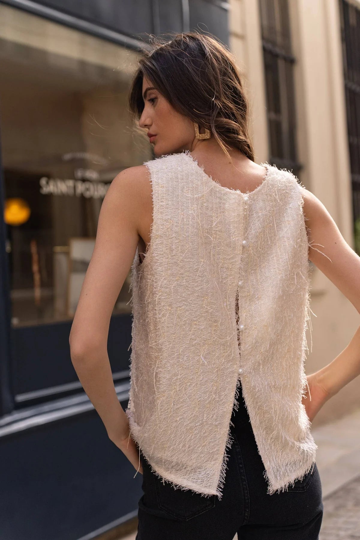 Tank Top with Fringes and Sequins