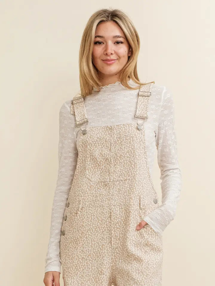 Flower Print Overall Romper