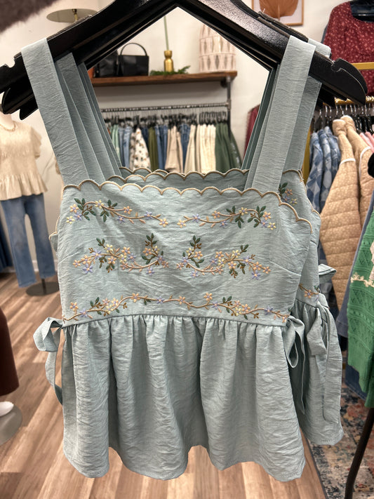 Floral Chambray Halter Top