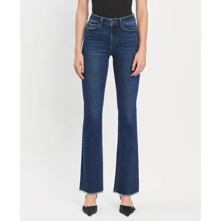 High Rise Raw Hem Bootcut Jeans