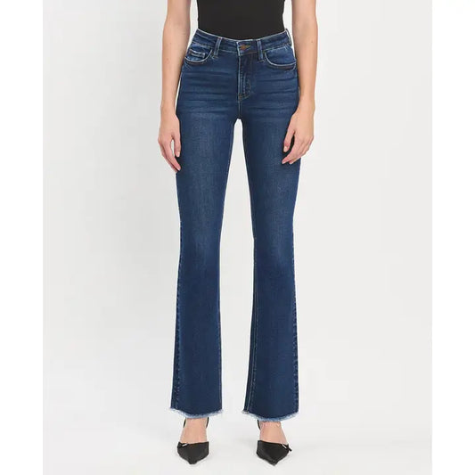 High Rise Raw Hem Bootcut Jeans