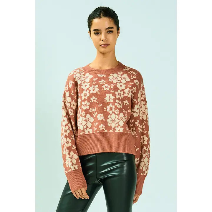 Flower Pattern Knit Sweater