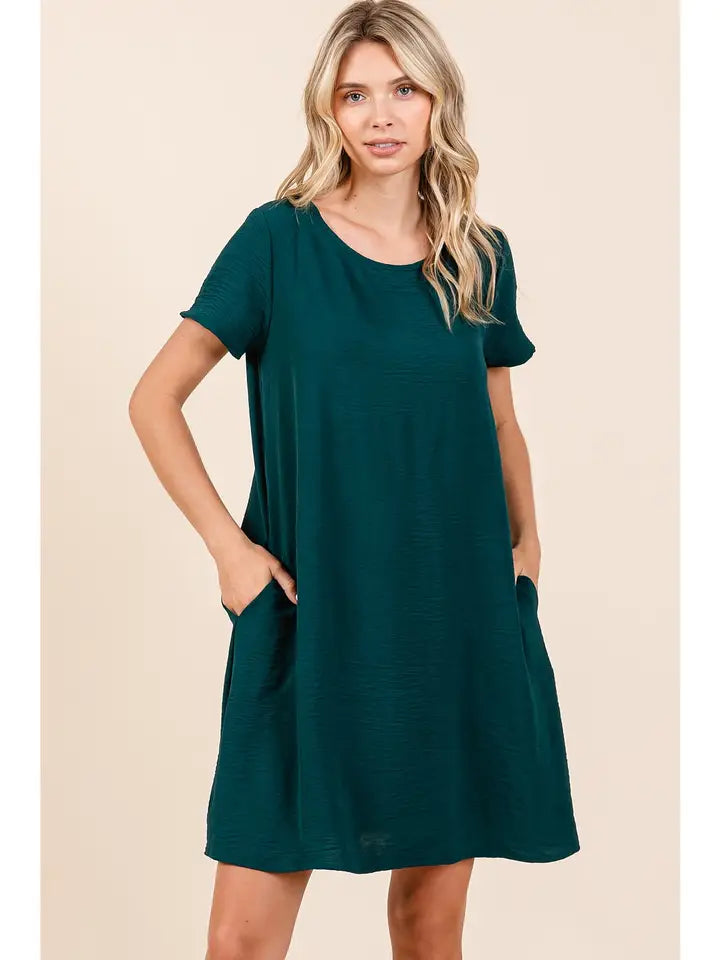 Airflow Round-Neck Short Sleeve Shift Dress