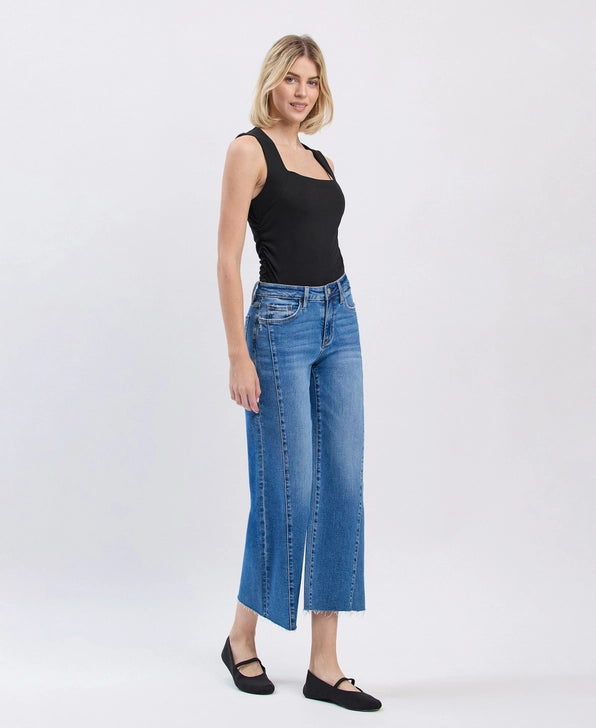 Vervet (Olivia) High Rise Raw Hem Twist Wide Jeans